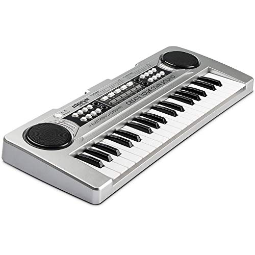 SAOCOOL Kids Keyboard Piano, 37 Keys Standard Size Multifunctional Electronic Organ Musical Kids Piano Teaching Keyboard with USB Function for Children Birthday Gift (Silver)