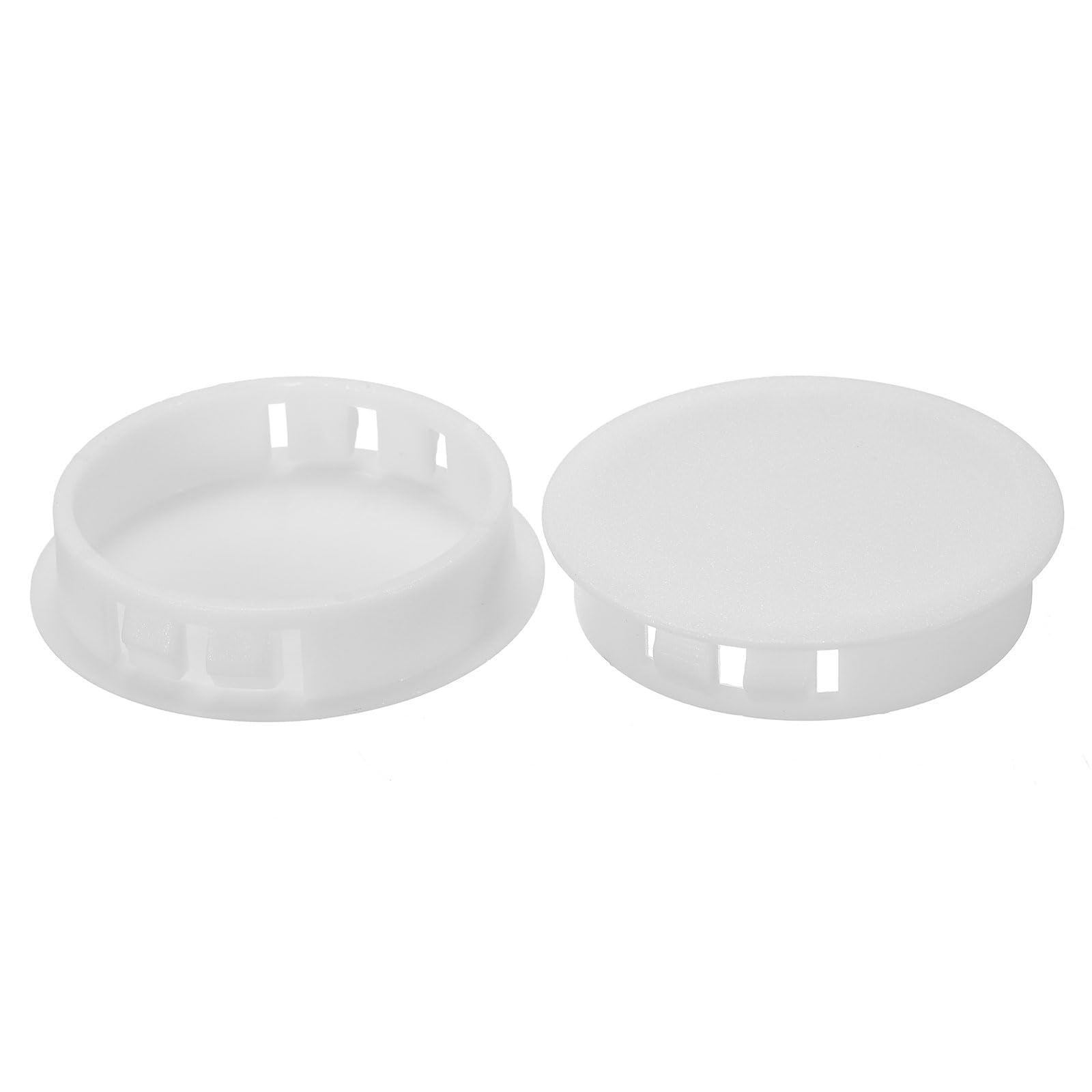 PATIKIL 40mm (1.6") Plastic Hole Plugs, 20Pcs Flush Type Round Hole Plugs Cover Snap in Locking Hole Tube for Table Kitchen Cabinet Furniture, White