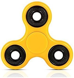 Fidget Spinner Toy Stress Reducer - Tri-Spinner Fidget Toy with Si3N4 Hybrid Ceramic Bearing - Perfect For ADD, ADHD, Anxiety, and Autism Adult Children - Non-3D Printed (yellow)
