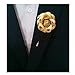 80Hou 2pcs PU Camellia Flower Lapel Pin Boutonniere Stick For Wedding Party Suit Gold Silver Floral Pin