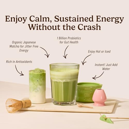 Organic Traditions Matcha Latte Powder, Japanese Matcha Green Tea With Coconut Milk, Naturally Occurring Caffeine And L Theanine, Lightly Sweetened Instant Latte Drink With Probiotics, 150g / 5.3oz