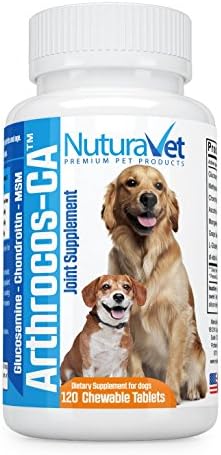 Arthrocos-CA Hip & Joint Support Supplement For Dogs With Glucosamine, MSM, Chondroitin, Vitamins C & E – For Young, Senior & Arthritic Dogs – Vet Approved Formula, USA Made – 120 Chewable Tablets