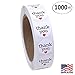 1 Inch Round Thank You Sticker Labels with Red Hearts, 1000 Stickers per Roll