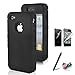 SQDeal Hybrid Hard Case Protective Cover with Touch Stylus Pen, Front Back Screen Protector, Dust Plug, Earphone for iPhone 4/4s - Black