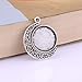 15pcs 25mm Antique Silver Moon Round Pendant Rotation Trays Cameo Setting Cabochon Dome for Crafting DIY Jewelry Making (11473-25mm)