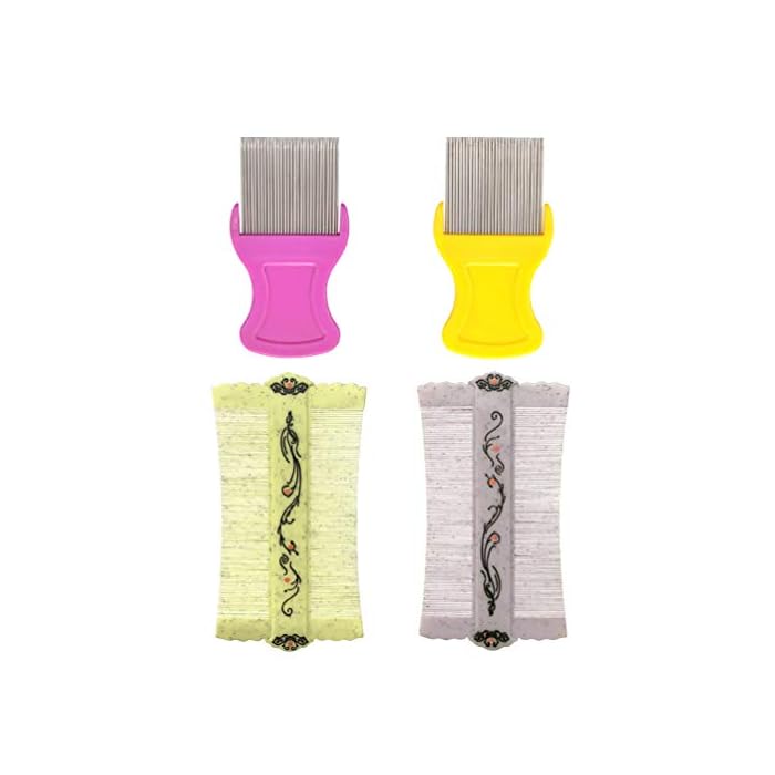 4 Pcs Head Lice Comb Set for Fast Nit Lice Removal,Include 2 Pcs Metal Teeth, 2 Pcs Double Sided Teeth for Grooming and…