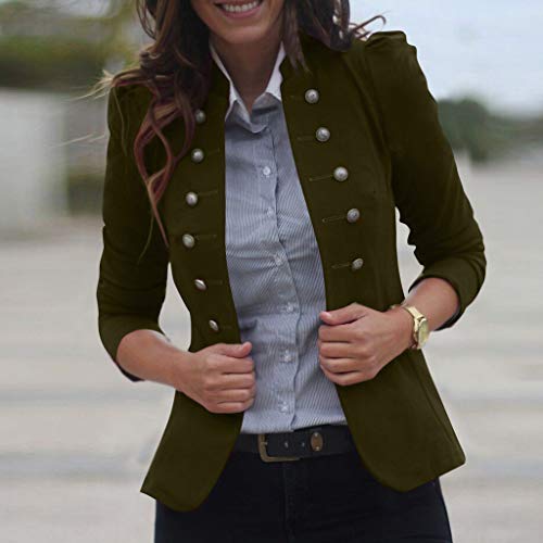 DONTAL Women Winter Steampunk Vintage Tailcoat Jacket Overcoat Outwear Uniform Buttons Coat Green