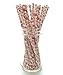 Food With Fashion Pink Wedding Party Floral Straws (25 Pack) - Paper Straws for Drinking, Cute Disposable, Tea Party Birthday