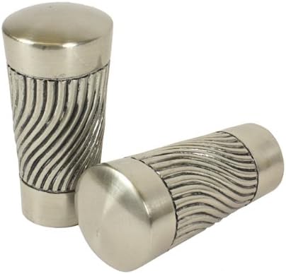 Pair 35mm Trumpet Curtain Pole Finials Satin Steel Amazon Co Uk