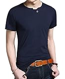 JNC Men's Casual Slim Fit Pure Color Long/Short Sleeve Henley Fashion T-Shirts Cotton Shirts