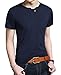 JNC 100% Cotton Mens Summer Casual Button Slim Fit Pure Color Short Sleeve Henley T-Shirts
