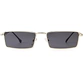 Laurinny Small Y2K Narrow Rectangle Sunglasses Womens Mens Retro 80s 90s Sun glasses UV400 Sunnies