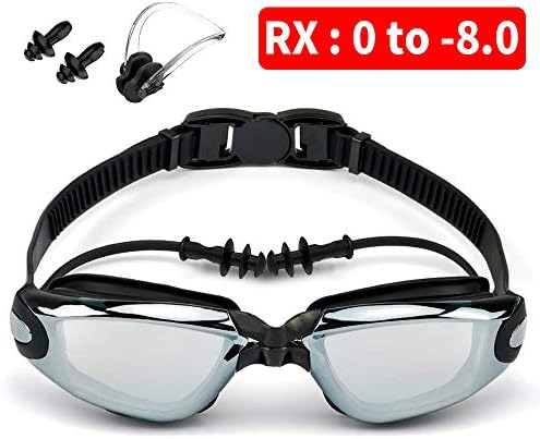 Moikin Swim Goggles, Shortsighted RX Prescription Optical Corrective Myopic Swimming Goggles Leakproof Anti-Fog UV Protection Shortsighted Nearsighted Myopia for Men and Women