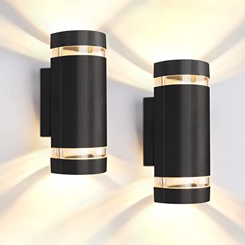 YNXing lampara exterior de Montado en la pared, 2 piezas Apliques de Pared Exterior Semicircular, Cuerpo de la lámpara de aluminio, Bombillas GU10 reemplazables, estanqueidad IP65