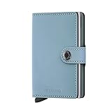 Secrid Mini Wallet, Matte Blue Leather, RFID Protection, Holds 12 Cards