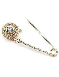 Top Plaza - Juego de 5 broches de seguridad dorados con cristales de Rhinstone para mujer, para llevar bufanda, solapa o collar