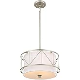 Kichler, Birkleigh 14 inch 3 Light Convertible Pendant/semi Flush with Satin Etched Glass in Satin Nickel, 52074SN