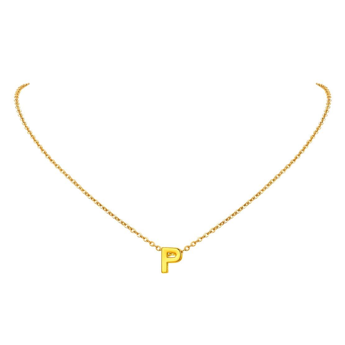 FindChic Initial Necklace for Women Letter P Pendant Alphabet Gold Letter Choker Necklaces with Stainless Steel Chain 16+2 Inch Extender Chains Women Jewellery Gift