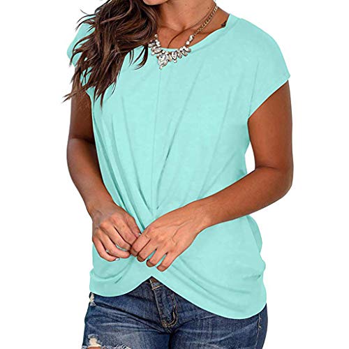 Women's Sexy Tops 2019,Women's Summer Short Sleeve Round Neck Solid T-Shirt Top Casual Blouse Under 10 Dollars Mint Green