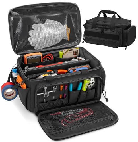 Bolsa de Ferramentas Profissional, Bolsa de Ferramentas Profissional Impermeável Compartimentos, Mochila de Ferramentas, Cintos de Ombro Ajustados Livremente
