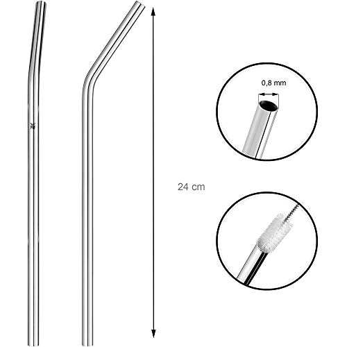 WMF Baric Strohhalm Edelstahl Set, 6 Trinkhalme gebogen + Reinigungsbürste, umweltfreundlich, Strohhalm wiederverwendbar… – Bild 3