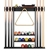 XCSOURCE Pool Cue Rack Only, Pool Stick Holder Wall Mount, 6 Pool Billiard Stick + Ball Set Wall Cue Rack, Made of 100% Solid