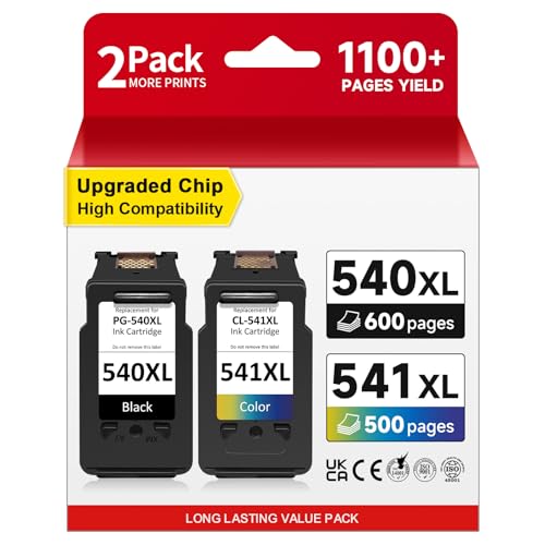 Inkyeah 540 541 XL, PG-540 CL-541 XL Ink Cartridge Replacement for Canon 540 541, Ink 540 and 541 for PIXMA TS5150 TS5151 MX475 MG3650s MG3600 MG3650 MG4250 3200 MG3550 MG3150 MG3550