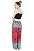 Banjamath®? Women's Smocked Waist Harem Hippie Boho Yoga Palazzo Casual Pants (M, Mandala Red)
