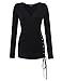 SunnyLady Women Sexy Wrap V-neck Ruffles Long Sleeve Slim Knit Top