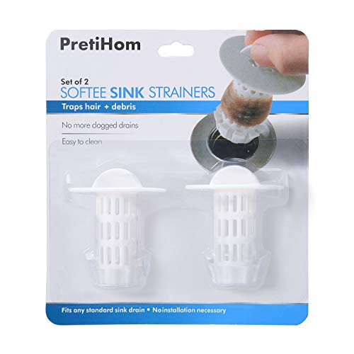 PretiHom PretiHom4 Universal Bathtub Hair Catcher Stand-Up Shower Stall Drain Protector/Strainer/Snare 2 Pack fits Any Standard 1 inch to 1.25 inch tub Drain