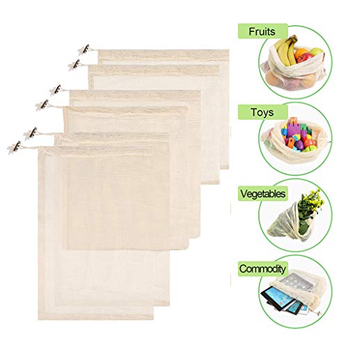 Mayunn 6/8Pcs Mesh Bags Reusable Washable Breathable Eco Friendly Bag for Storage Fruit Vegetable (6Pcs) - Thumbnail 2