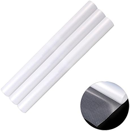 MagicFeel 3 Rolls Transparent Anti-mildew Anti-bacterial Non-slip Waterproof DIY EVA Fridge Refrigerator Shelf Pads Kitchen Cabinet Shelf Liner Drawer Mat, 17.7 inch x 59 inch (Clear-3Rolls)