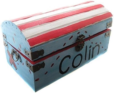 Personalized Wooden Pirate Treasure Chest Medium Sized 9 inch x 5 inch x 5 inch with Latch, Custom Color Choices
