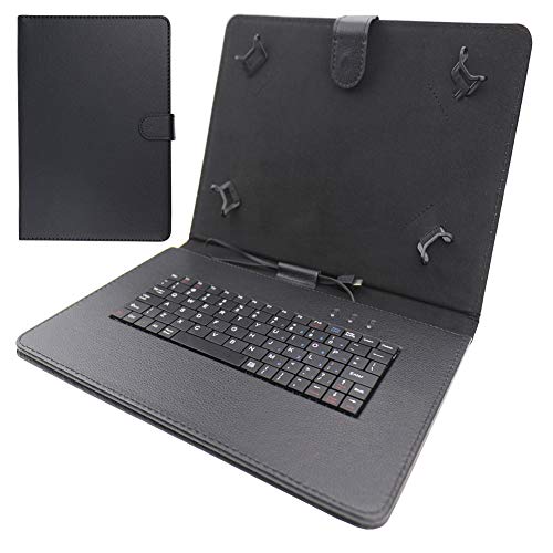 AKNICI 10-11 Inch Universal Leather Case Cover with Keyboard/Stand for 10''-11" Android Tablet PC (With USB-C/USB Type-C Keyboard) DOOGEE/ALLDOCUBE/TECLAST/Blackview/HONOR/Acer Iconia/TCL/PRITOM