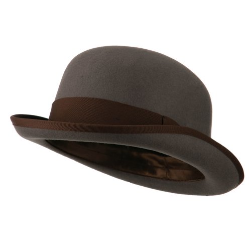 Men's Felt Bowler Hat with Ribbon Trim - Grey Chocolate XL