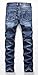 NITAGUT Men's Ripped Slim Straight fit Biker Jeans with Zipper Deco (34Wx32L, Royal Blue)