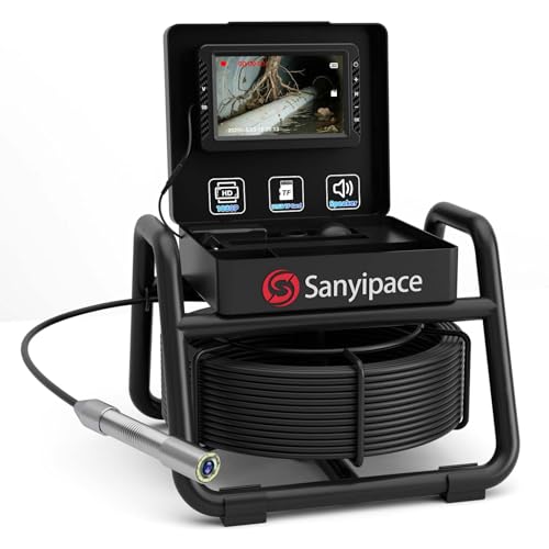 Caméra d'inspection de Drainage, Camera Canalisation 30m avec Enregistrement Vidéo et Audio, Camera HD pour Egout avec Sonde 18mm et Batterie 2100mAh, Endoscope Canalisation avec Carte TF 16 Go