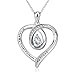 AOBOCO Sisters Necklace Sterling Silver Always My Sister Forever My Friend Love Heart Pendant Necklace Women Jewelry Birthday Gift for Friends (Clear Zirconia)