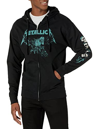 Metallica unisex adult Official Metallica S&m2 Moose Skull Zip Hoodie Hooded Sw…