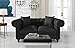 Divano Roma Furniture Classic Linen Fabric Scroll Arm Tufted Button Chesterfield Style Loveseat Couch (Dark Grey)