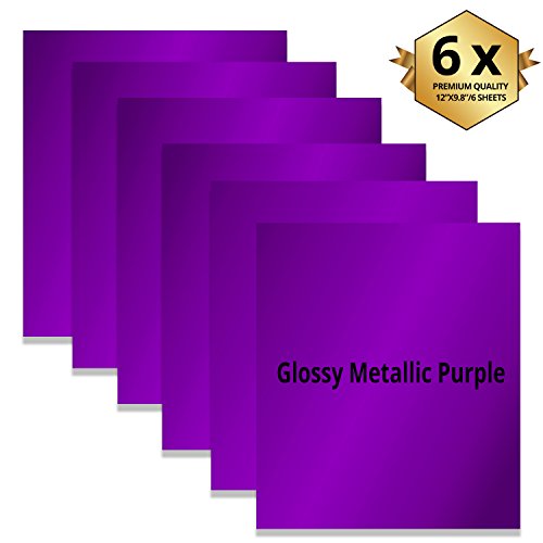 Purple Gloss Metallic Foil Heat Transfer Vinyl 6 Sheets Best Iron On