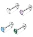 Besteel 4PCS 16G Stainless Steel Created-opal Monroe Piercing Jewelry for Men Women Labret Rings Lip Tragus Piercing 6-8mm