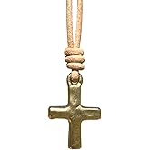 Small Hammered Cross Necklace - Religious Jewelry, Mens Faith, Catholic Women, Men Gifts, Protect Us, Father Christmas Gift, Best Friend