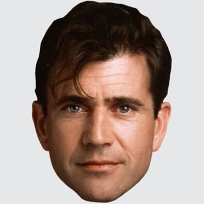 Mel Gibson (Young) Celebrity Mask, Flat Card Face, Fancy Dress Mask