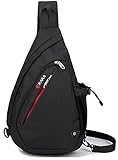 Casual Canvas Backpack Crossbody Travel Sling Bag Shoulder Chest Bag (Black)