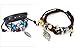 niceEshop(TM) 2Pcs Pack- Brown Bohemian Vintage Style Feather Beads Leather Bracelet Adjustable Wirstaband + Leaf Pendant Pandora Beads Leather Bracelet