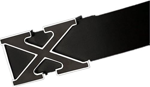 New X Men Silver Buckle Leather Business Casual Black Waist Belt Metal Plate UK