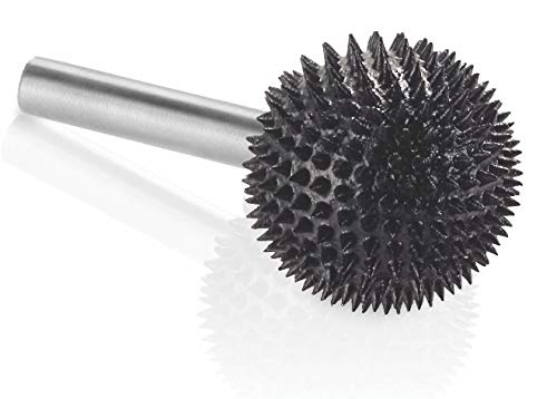 Kutzall Extreme Sphere Rotary Burr 1/4" Shaft, Very Coarse - Woodworking Attachment for Bosch, DeWalt, Milwaukee, Makita Tools. Abrasive Tungsten Carbide, 1" (25.4mm) Head Diameter, SX-1C