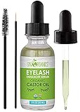 Organic Castor Oil Eyelash Serum By Sky Organics Cold-Pressed, 100% Pure Castor Oil - Dry Skin, Hair Growth, Eyelashes & Eyebrows growth- Caster Oil Lash Enhancer with Mascara Brushes 1 oz (Pack of 1)
