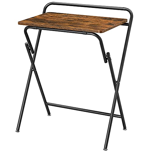 VASAGLE Folding TV Tray Table, TV Dinner Tray for Eating, Foldable Snack Table for Bed and Sofa, Space Saving Tray Table for Small Spaces, Easy Assmebly, Living Room, Rustic Brown and Black ULET370B01